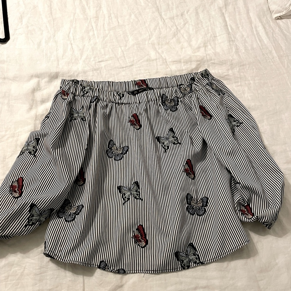 Zara off the shoulder butterfly top